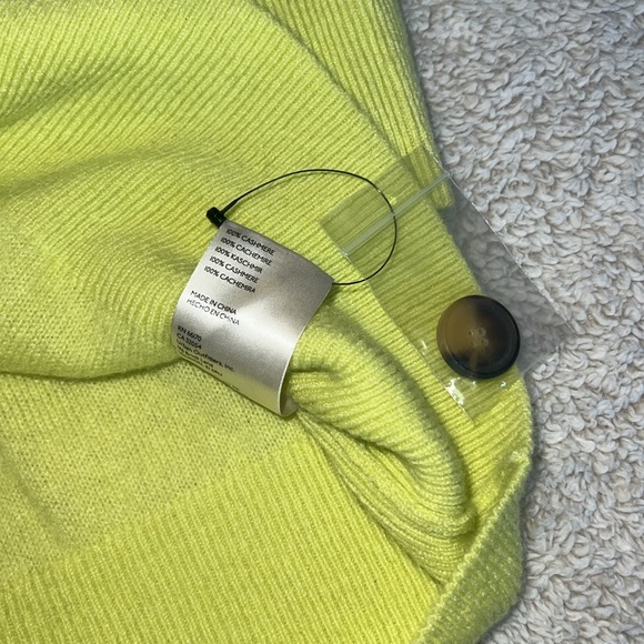 NWOT Free People Cashmere Swim Too Deep Cardigan in Lime Green - Picture 4 of 7